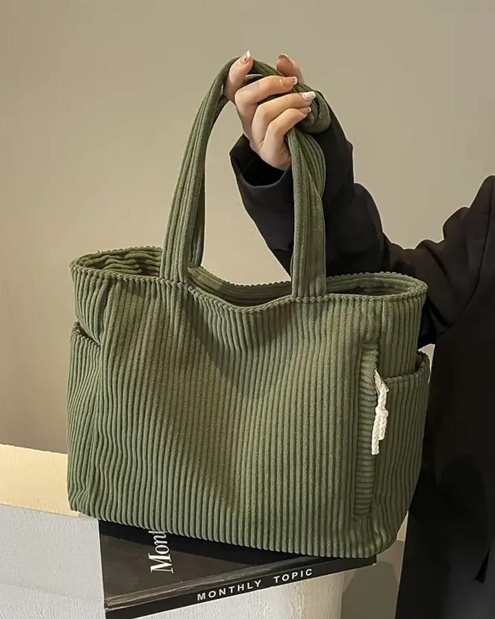 Tilda – Prążkowana Torba na Ramię ze Sznurkiem