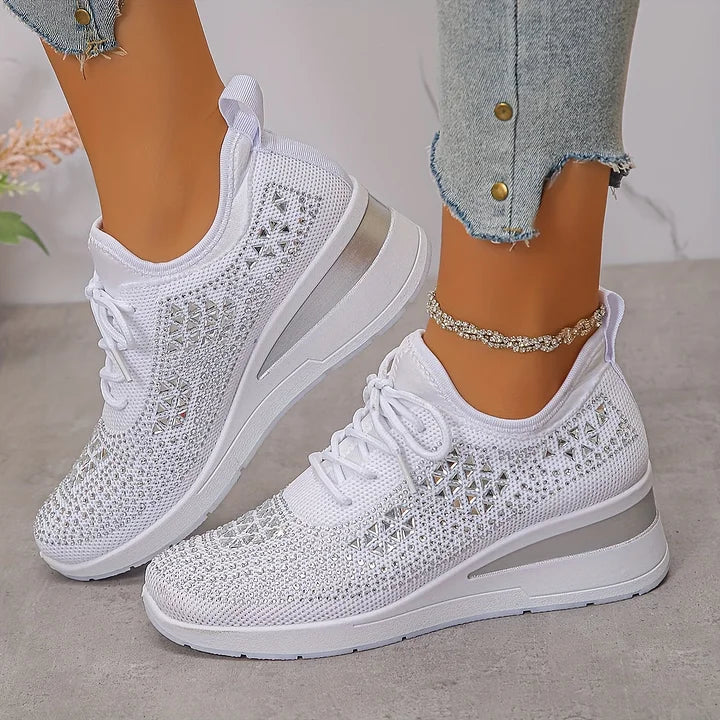 Giselle – Buty Sportowe Ortopedyczne z Błyszczącymi Kryształkami