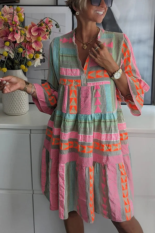 Juliane – Boho Sukienka z Warstwami w Stylu Swing
