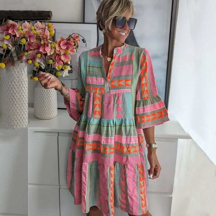 Juliane – Boho Sukienka z Warstwami w Stylu Swing
