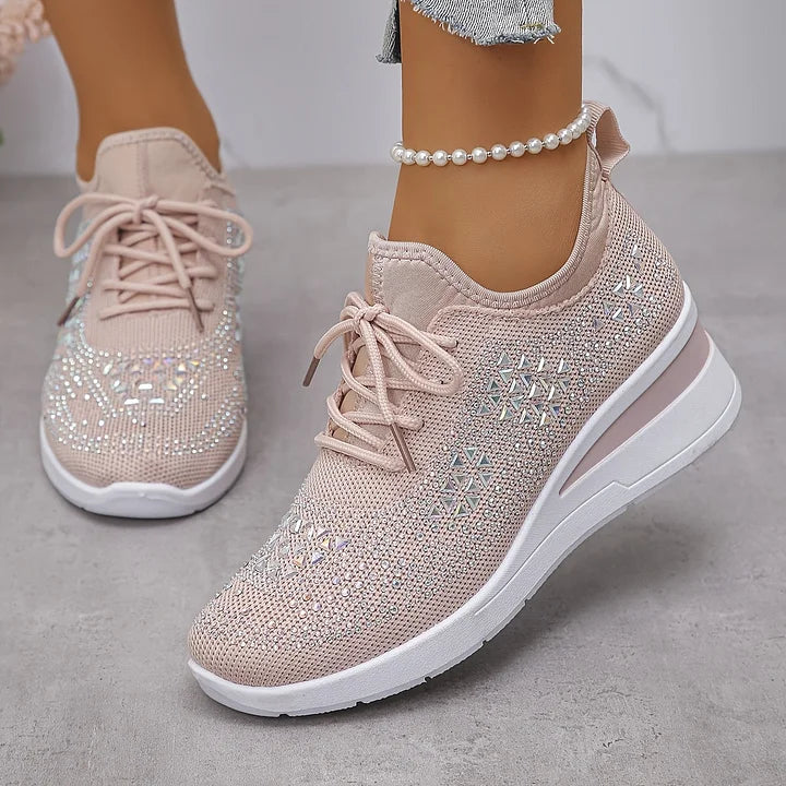 Giselle – Buty Sportowe Ortopedyczne z Błyszczącymi Kryształkami